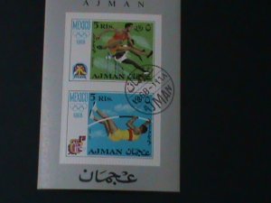 ​AJMAN-1968- OLYMPIC GAMES-MEXICO'68-IMPERF-CTO-S/S--FANCY CANCEL-VERY FINE