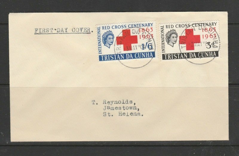 Tristan Da Cunha, FDC, 1963 Red Cross, Plain, cds Used, Typed address