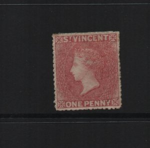 St Vincent 1861 SG1 1d Red - 15 perf no watermark mounted mint (34885)