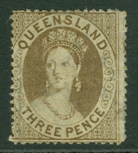 SG 8 Queensland 1860-61. 3d brown. Lightly mounted mint CAT £850