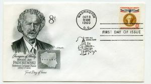 1160 8c Ignacy Paderewski Artmaster FDC