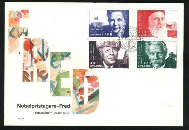 Sweden. FDC Cachet 1991  Nobel Prize Peace 