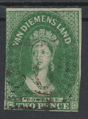 TASMANIA 1855 QV CHALON 2D IMPERF WMK STAR USED 