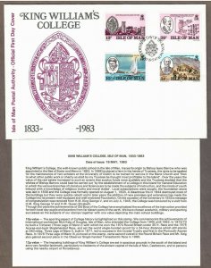 Isle of Man # 246 - 249 , King Williams College FDC - I Combine S/H