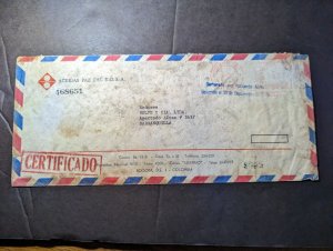 1975 Registered Colombia Airmail Crash Cover Bogota DC to Barranquilla