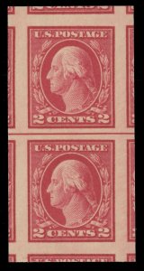 US #482 Vertical Pair w/ Horizontal Guide Line Between, Unused OG NH