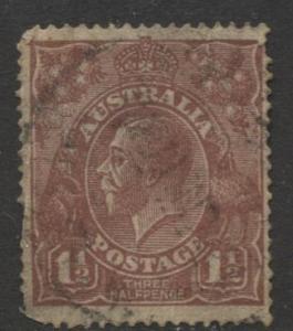 Australia - Scott 24a - KGV Head -1914 - FU - Wmk 9 - 1.1/2p Stamp1