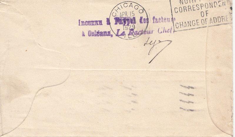 UK 1929 Envelope Sent to France, Returned to Sender in US