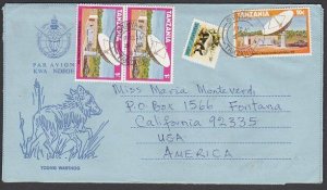 TANZANIA 1981 Young Warthog formular aerogramme used to USA ex Shinyanga....L922