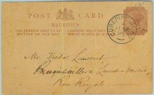 BK0302 - MAURITIUS - POSTAL HISTORY - STATIONERY CARD from CUREPIPE Rd 1895