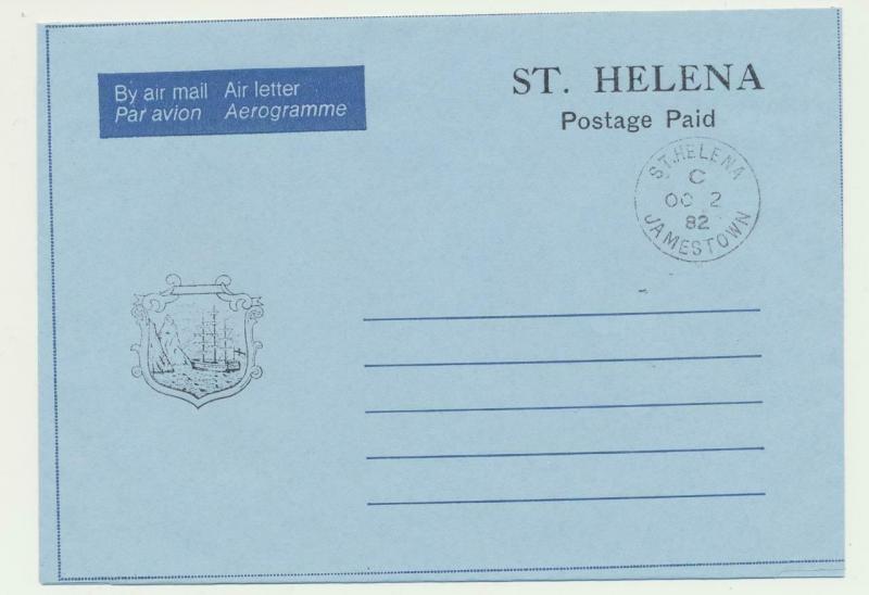 ST HELENA 1982, POSTAGE PAID AIR LETTER, JAMESTOWN CDS (SEE BELOW)