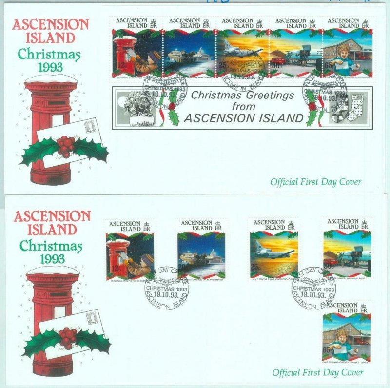 84358 - ASCENSION - Postal History - Set of 2 FDC COVER 1993 Christmas TRANSPORT