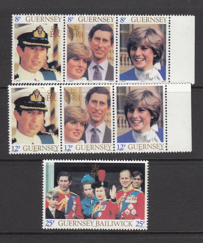 Guernsey 1981 Royal Wedding Set of 7, mint  NHM