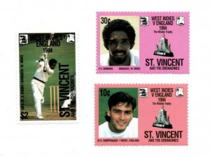 St. Vincent 1994 SC# 2098-00 Cricket Sport Wisden Trophy - Set of 3 Stamps - MNH