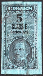 TC1252b Series 125: 5 Cigars, Class E Tax Stamp (1955) Used