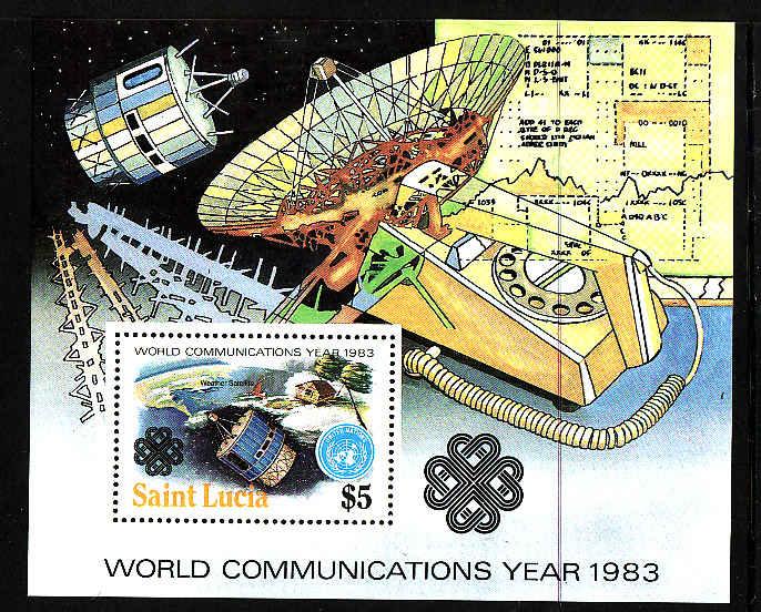 St. Lucia-Sc#611-unused NH sheet-Space-World Communication Y