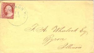 United States Wisconsin Madison c1855 blue serifed cds  3c Washington 1851 Is...