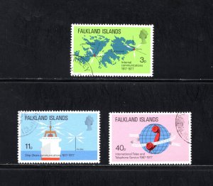 Falkland Islands SC #257-259 VF, Used, Telecommunications  CV $2.85 .... 1930136