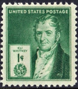 SC#889 1¢ Famous Americans: Eli Whitney Single (1940) MNH