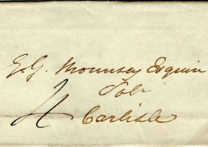 GB Cumberland Cover Carlisle Rated *4* *WIGTON* Curved Handstamp EL 1837 MZ80