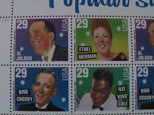 ​UNITED STATES-1994- SC#2849-53-AMERICAN MUSIC-POPULAR SINGERS MNH SHEET VF