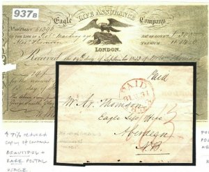 GB SECURITY PRINTING *Eagle Life* Vignette REVENUE PAPER Cover BIRDS 1833 937b 