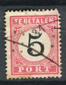 NETHERLANDS; INDIES 1880s early classic Postage Due issue used 5c. value