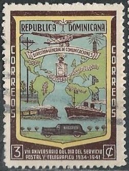 Dominican Republic 381 (used) 3c Post & Telegraph (1942)