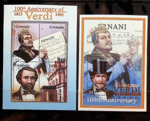 GRENADA Sc 3121-22 NH MINISHEET+S/S OF 2001 - MUSIC -J.VERDI - (DF25)
