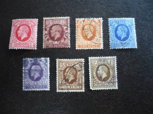 Stamps - Great Britain - Scott# 211-215, 217, 220 - Used Part Set of 7 Stamps