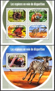 Djibouti 2018 Endangered Animals Tigers Panda Butterflies sheet + S/S MNH