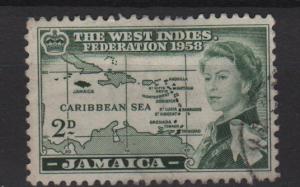 Jamaica 1958 - Scott 175 used - 2 p, West Indies Federation