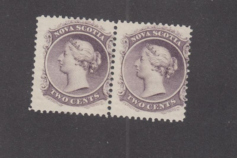 NOVA SCOTIA # 9 MNH PAIR 2cts LILAC QUEEN VICTORIA CAT VALUE $80