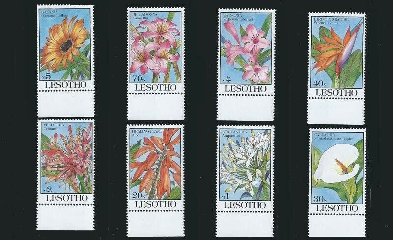 Lesotho - 1993 Tropical Flowers  8 Stamp Set 12E-010