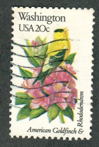 1999A Washington Birds and Flowers used single - bullseye perf 11.25 x 11