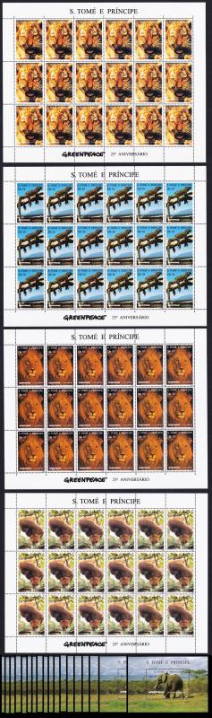 Sao Tome Wild Animals Elephant Tiger Lion Full Sheets+18 MSs HUGE Cat. Value