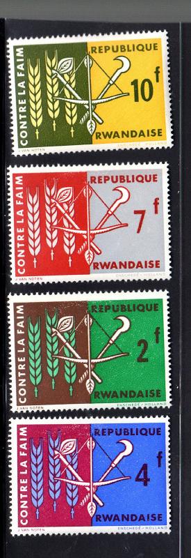 RWANDA #23-26  1963  FREEDOM FROM HUNGER  MINT VF NH  O.G