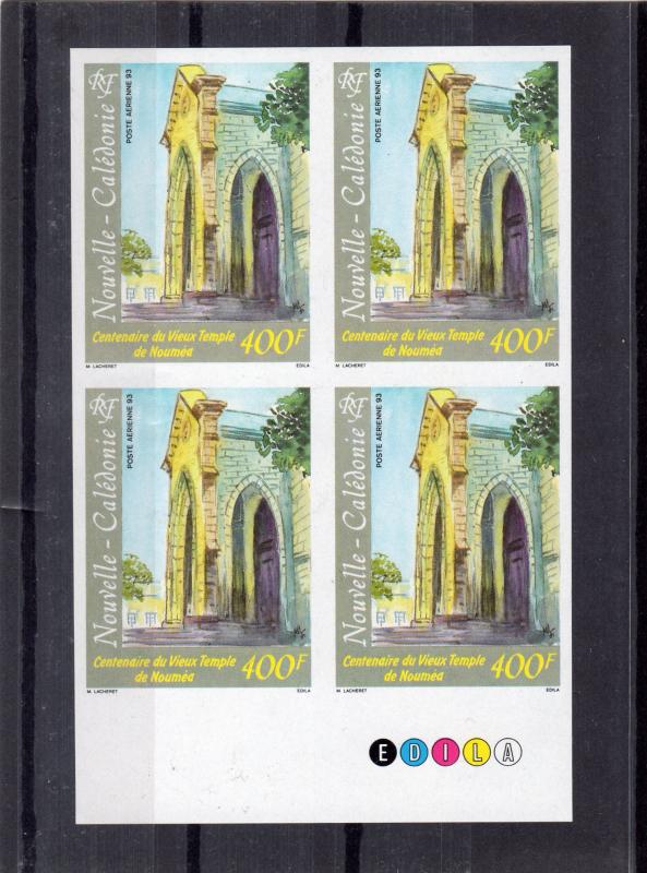 New Caledonia 1993 Sc#C245 Noumea Temple Cent.Block of 4 Imperforated MNH