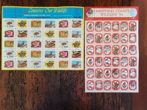 US 1979 National Wildlife Federation Conservation & X-mas Stamp Sheets OG NH