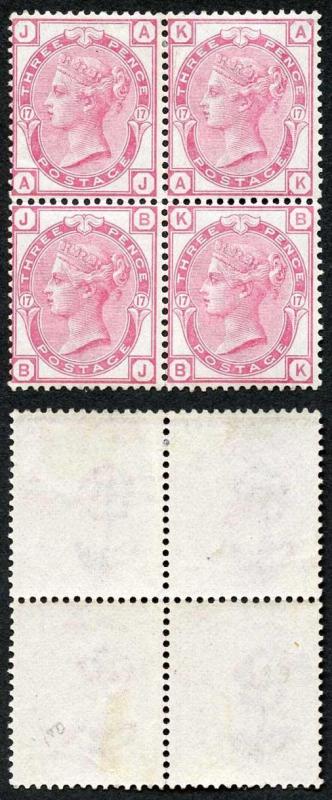 SG144 3d Rose Plate 14 Fresh MINT block of 4 cat 2750 pounds