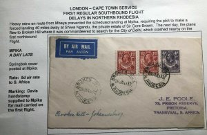 1932 Broken Hill N Rhodesia This First Flight Cover FFC To Pretoria South Africa