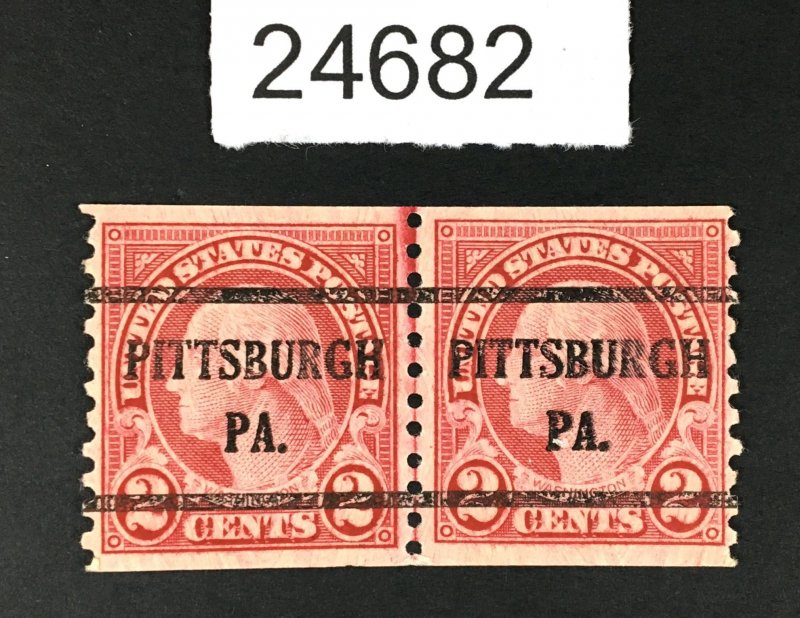 MOMEN: US STAMPS # 599 /561 COIL GUIDE LINE PAIR PITTSBURGH, PA USED LOT #24682