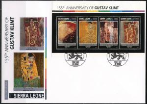 SIERRA LEONE 2017 155th BIRTH ANNIVERSARY OF GUSTAV KLIMT SHEET FDC