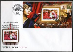 SIERRA LEONE  2015 HENRI TOULOUSE-LAUTREC   PAINTINGS  SOUVENIR  SHEET  FDC