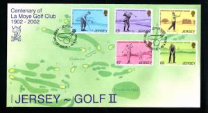 JERSEY SG 1035-1039 Scott 1024 - 1028 2002 GOLF La Moye Golf Club FDC   (3rL)