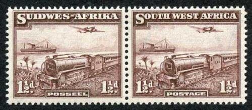 South West Africa SG96 1937 KGVI 1 1/2d Purple-brown Pair P14x13.5 U/M 