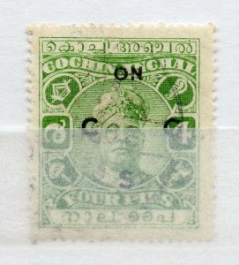 India Cochin 1919-33 Early Issue used Shade of 4p. Optd NW-15813