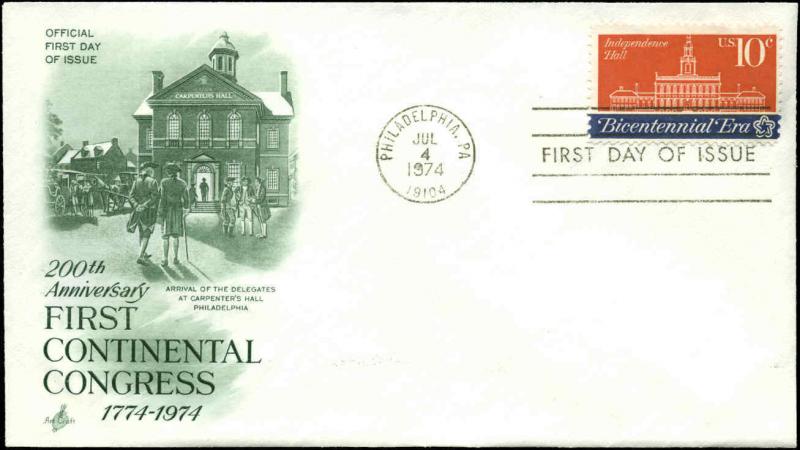 US FDC #1546 Green Artcraft Severe #1C2 Cachet Philadelphia, PA