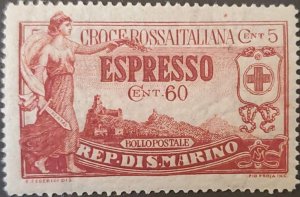 DH)1923, SAN MARINO, ITALIAN RED CROSS FOUNDATION, EXPRESS MAIL, MNH