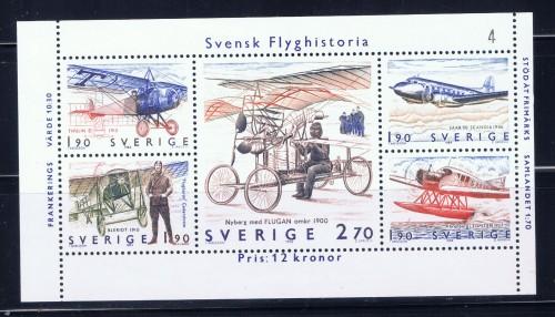 Sweden 1516 NH 1984 mini-sheet of aircraft